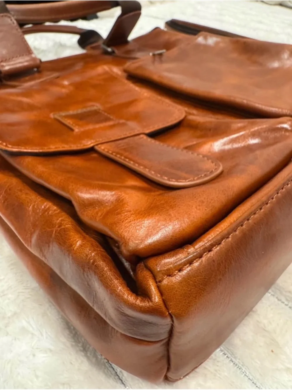 Brown Leather Messenger Bag for Men